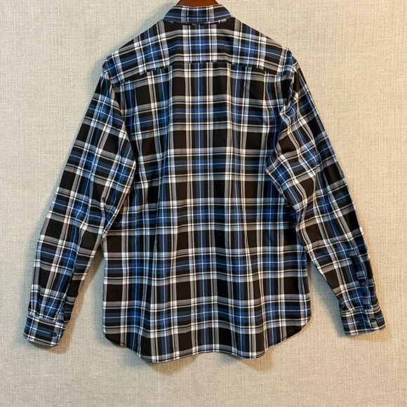 Lacoste Slim Fit Button Front Shirt Men 44 Large Blue Black Plaid Cotton Pockets - Picture 10 of 10